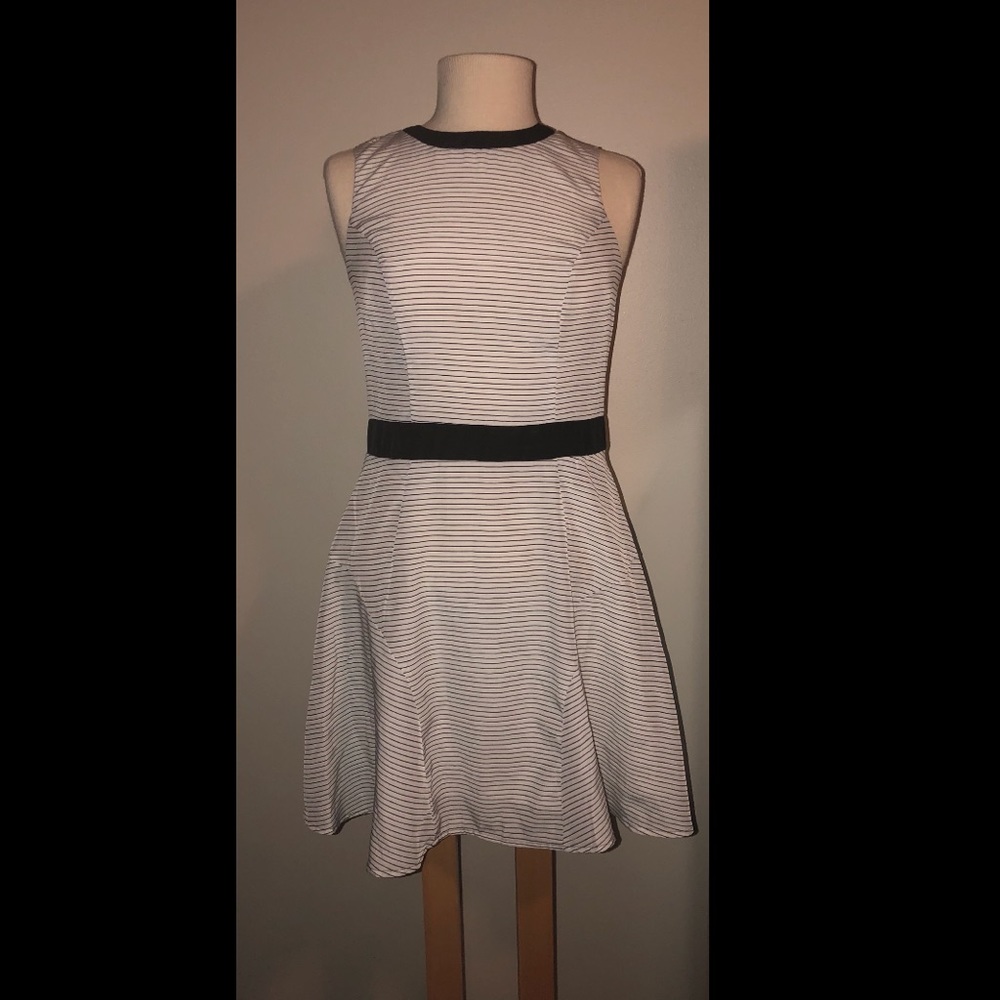 White and black stripped dress